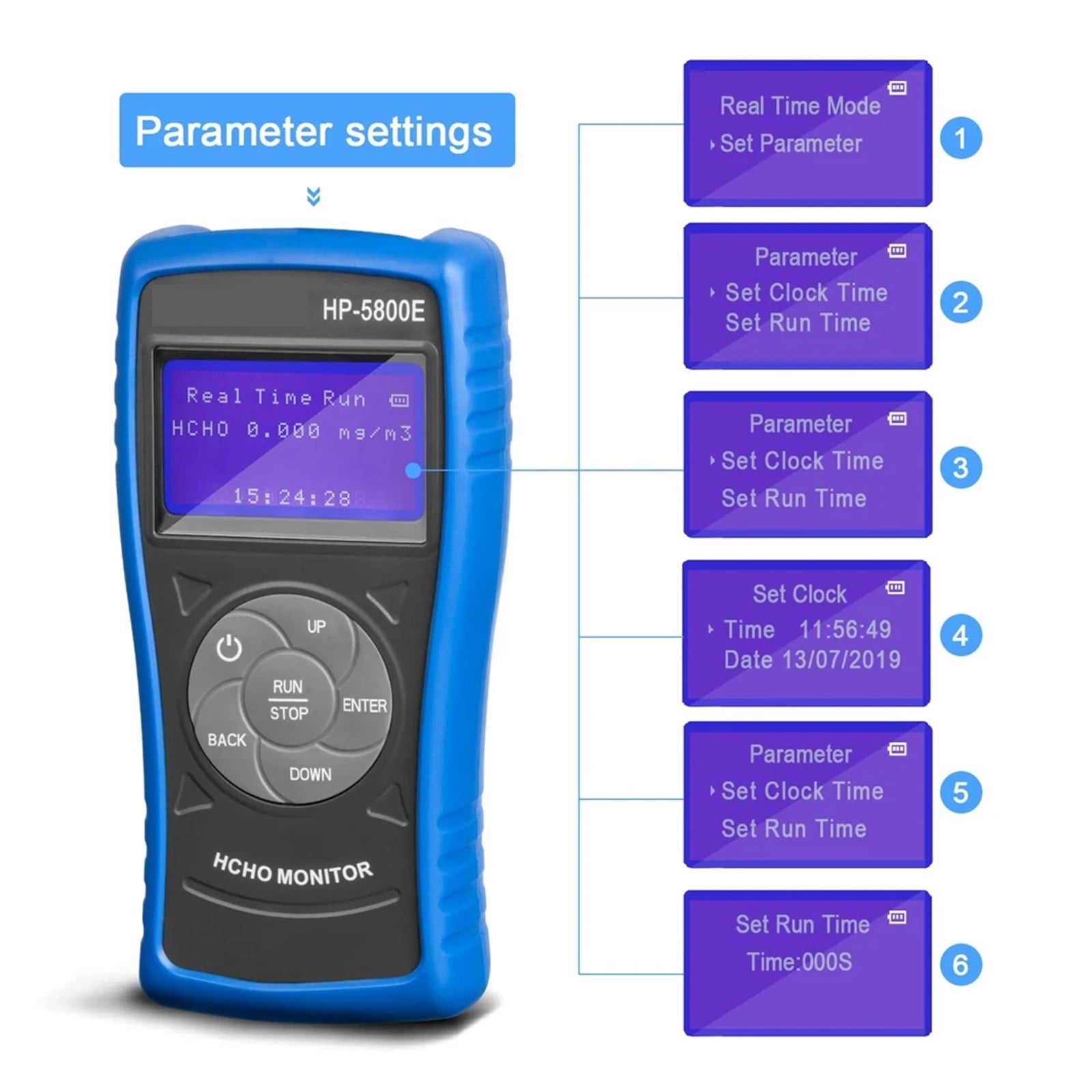 -5800E Digital Formaldehyde Detector Air Quality Tester Gas Detector for Industry,Home,Air Purifier Quality,Environment