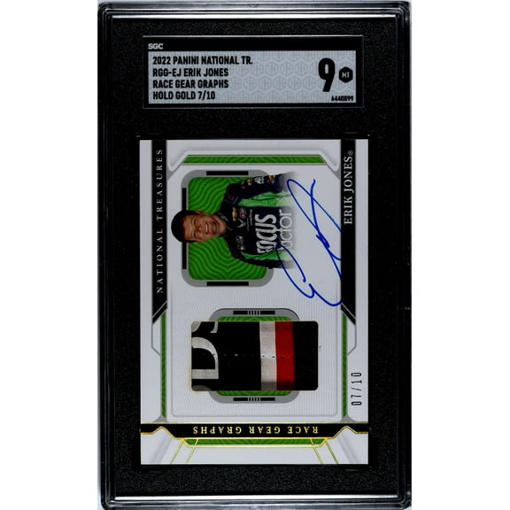 2022 Panini National Treasures #RGG-EJ Erik Jones Race Gear Graphs Holo Gold 7/10 SGC 9