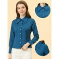 thumbnail image 2 of INSPIRE CHIC Chemise à Boutons à Col Pointu à Manches Longues pour Femme Bleu Lac S, 2 of 4