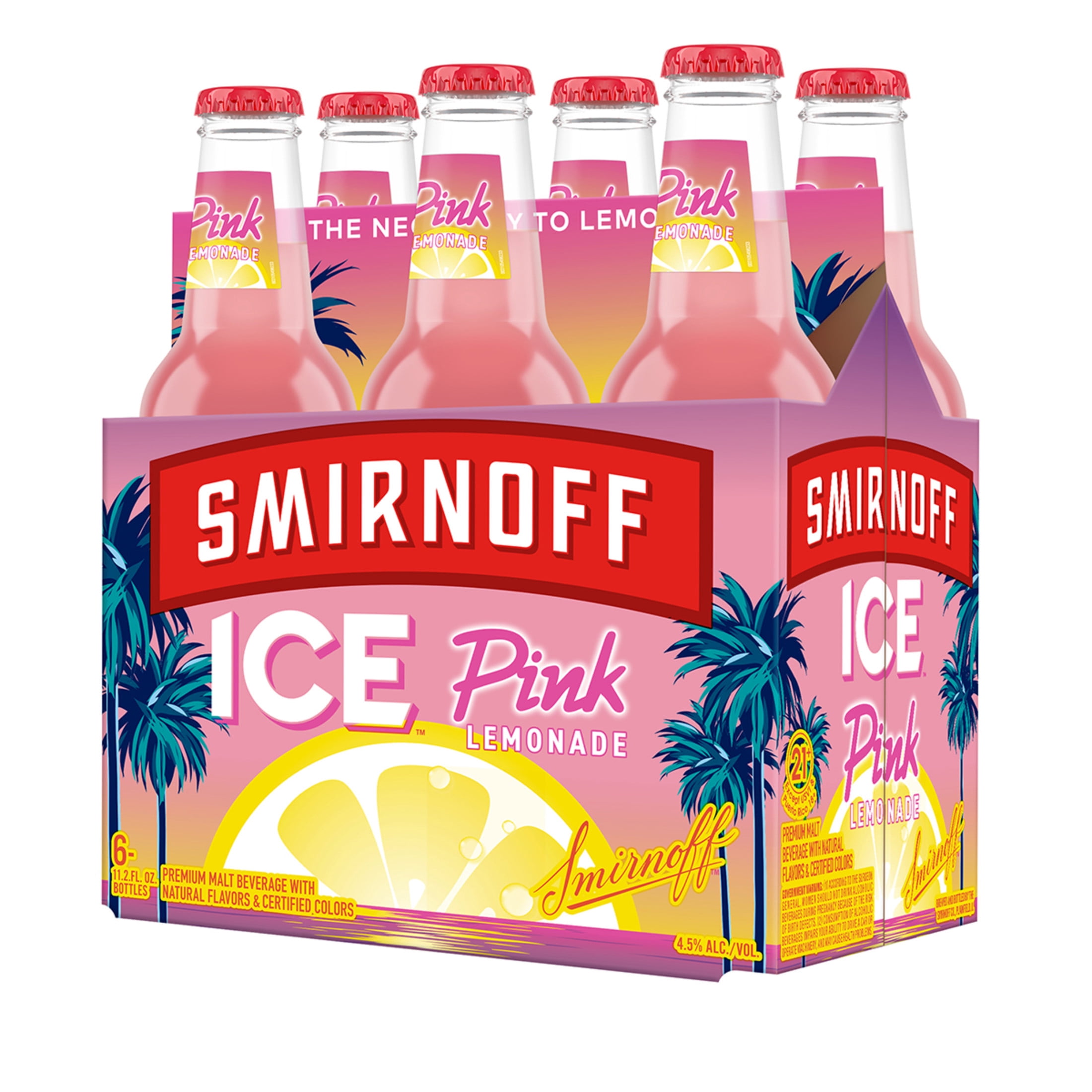 Smirnoff Ice Pink Lemonade 6 Pack 11.2 fl oz Bottles 4.5% ABV