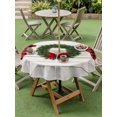 thumbnail image 3 of Outdoor Tablecloth with Umbrella Hole and Zipper, Christmas Wreaths Round Table Cloth 60 Inch Waterproof Tablecloth, Winter Bow Plaid Farmhouse Wooden Grain Picnic Table Cover for Patio Camping, 3 of 7