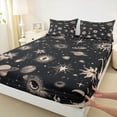 thumbnail image 3 of jejeloiu Stars Planet Moon Twin Sheet Sets,Universe Galaxy Twin Fitted Sheet,Beige Black Flat Sheet For Adults,Microfiber Bedroom Decor,3 Pieces, 3 of 7