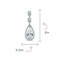 thumbnail image 4 of Bling Jewelry Womens Cocktail Bridal Cubic Zirconia Halo Big Statement Teardrop CZ Chandelier Earrings Silver Plated, 4 of 6