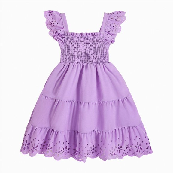 Larisalt Toddler Girl Summer Clothes Baby Girl Dresses Flutter Sleeve Boho Dresses Age 3-7Y