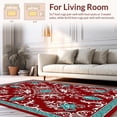 thumbnail image 2 of ODIKA 4'x6' Machine Washable Non-Slip Area Rug, Vintage Damask Ruby & Teal Ornamentation High Traffic Rug with Pad, Red, 384563, 2 of 8