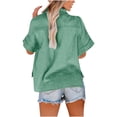 thumbnail image 4 of Ichuanyi Womens Cotton Button Down Shirt Casual Short Sleeve Loose Fit Collared Linen Work Blouse Tops with Pocket,Button On Shirt, 4 of 6