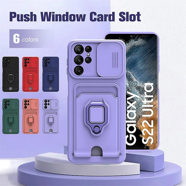 Slide Camera Lens Protector Silicone Case Compatible Samsung Galaxy S23 Ultra/s23 Plus/s23 With Magnetic Ring Stand