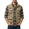 thumbnail image 3 of Gealkoca Men's Vest with Multi Pockets Breathable Lightweight Outdoor Cargo Vest Solid Color Stand Collar Jacket Men's Travel Sports Workout Vest, 3 of 7