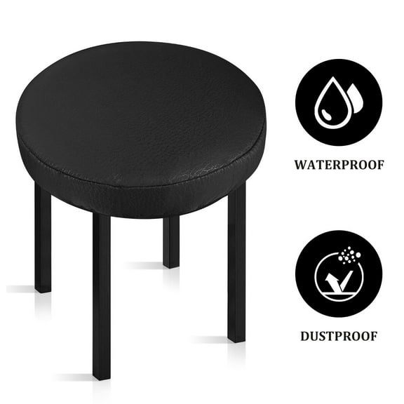 Thick Elastic Barstool Seat Cushion Cover Practical Stool Cover Round Chair Protector for Home Shop - Black (Diameter 30cm )