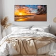 thumbnail image 5 of Aaheei Beach Wall Art Decor Golden Sunset Painting Seascape Theme Pictures Gold Ocean Palm Tree Prints on Canvas for Living Room, Bedroom, Bathroom, Kitchen or Home Office Decoration 11x14, 5 of 6
