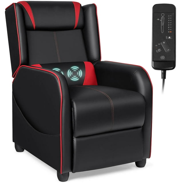 Giantex Fauteuil Inclinable, Sofa Inclinable de Massage Sofa Simple Siège de Cinéma Maison Fauteuil de Lecture, Rouge