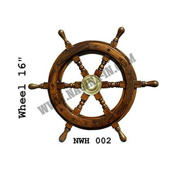 Wooden Ship Wheel (Natural Wood) - 16 Inches