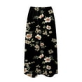 thumbnail image 5 of Cathalem Womens Skirts Long Long Skirts for Women High Elastic Waist Skirt Casual Floral Pleated A Line Boho Cute Skirts (Black,XL), 5 of 5