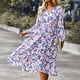 thumbnail image 2 of Moda mujer vendaje pliegue manga larga causal estampado floral vestido largo Fridja  yut4094, 2 of 6
