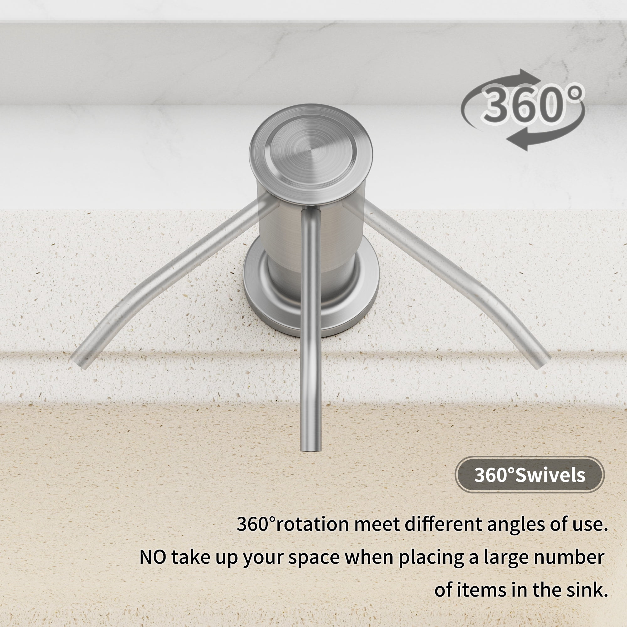 PAIHOME Brushed Nickel Soap & Lotion Dispenser, Built in Stainless Steel Kitchen Sink Soap Dispenser with 17oz Bottle