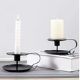 thumbnail image 2 of Candelabros de cono de hierro vintage, juego de 2, candelabros negros simples para exhibiciones de decoración del hogar en el comedor festivo, 2 of 4