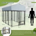 thumbnail image 3 of Haverchair 8x4x6 FT Outdoor Dog Kennel with Roof, Heavy Duty Dog Cage for Large Dogs, Outside Dog Enclosure with 2 Rotating Dog Bowls, Welded Wire Steel Dog Run Playpen Fence with Secure Lock, 3 of 7