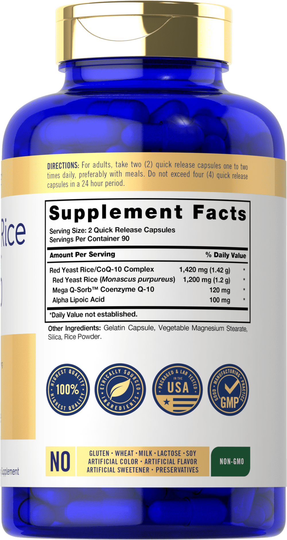 Red Yeast Rice with CoQ10 | 1420mg | 180 Capsules | by Carlyle
