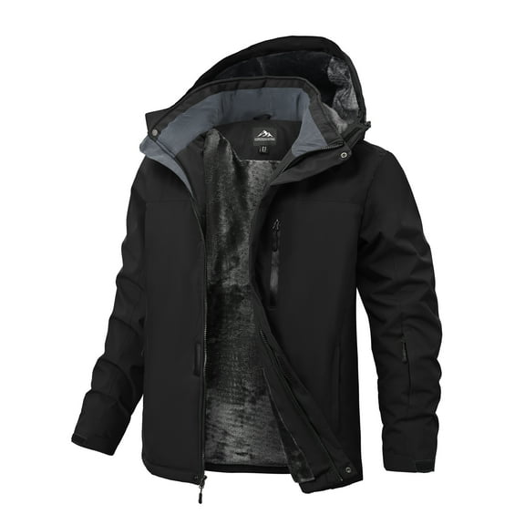 Lavenicole Men's Waterproof Ski Jacket Warm Winter Snow Coat Mountain Windbreaker Hooded Raincoat Black L