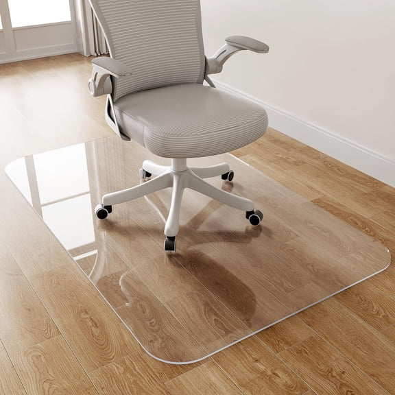 Delamu Office Mat for Hard Floor, 30"×48" Office Computer Desk Chair Mat, Transparent PVC, Transparent