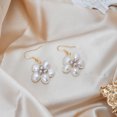 thumbnail image 5 of Vintage White Freshwater Pearls Flower Gold Over .925 Silver Dangle Earrings, 5 of 5
