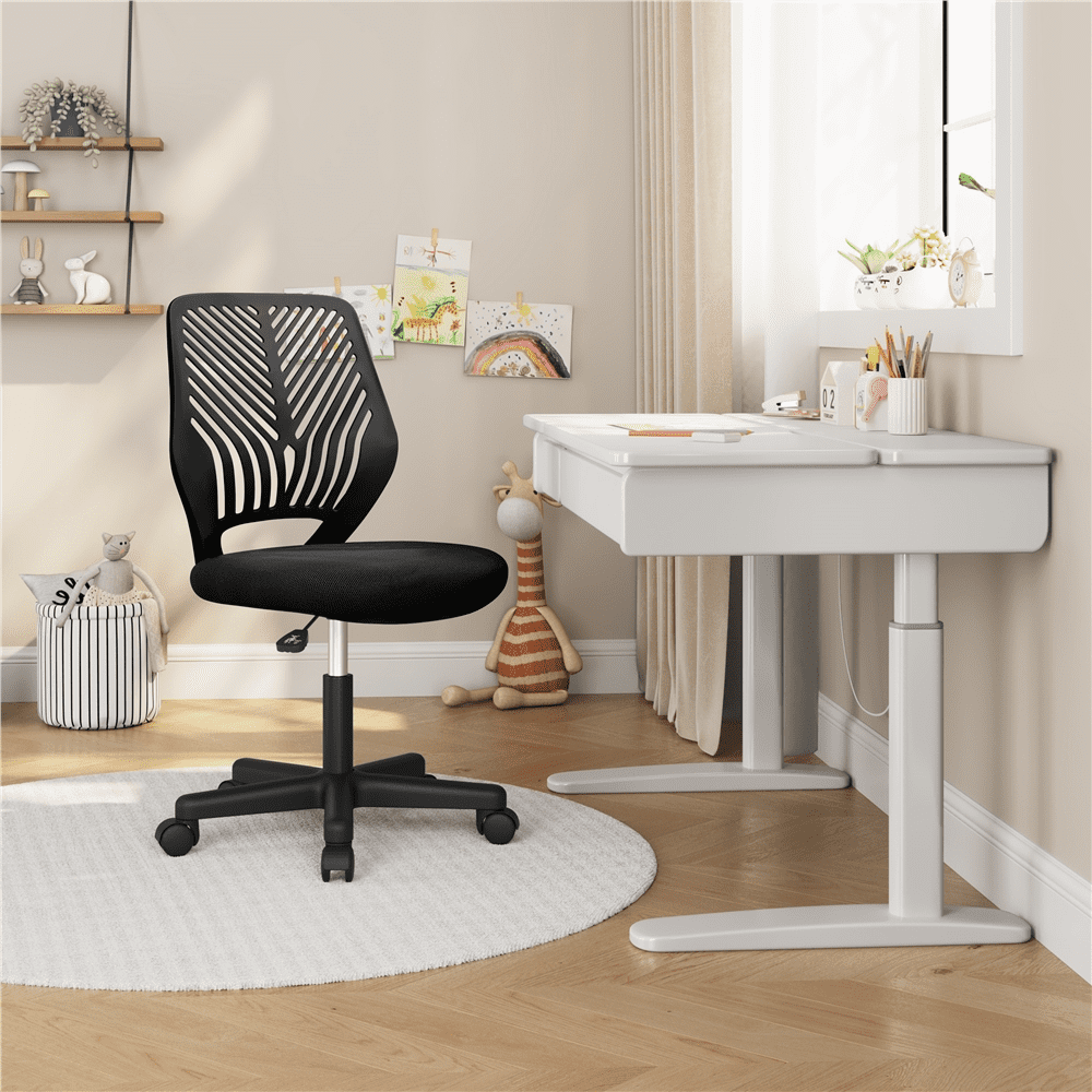 Alden Design Adjustable Armless Mid Back Office Chair, Black
