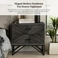 thumbnail image 3 of COZAYH Modern 2-Drawer Nightstand, Contemporary Line Accent End Side Table with Black Metal Base for Bedroom, Living Room, Office, Distressed Black, 3 of 7
