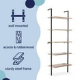thumbnail image 3 of happimess Madera 72.05" Classic Industrial 5-Shelf Wood Wall-Mounted Open Ladder Bookcase with Metal Frame, Brown/Black, 3 of 9