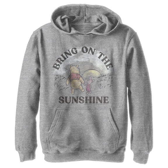 Boy's Winnie the Pooh Piglet Bring On The Sunshine Pull Over Hoodie Athletic Heather Large
