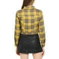 thumbnail image 3 of Allegra K Women Classic Vintage Button Front Closure Chest Pocket Plaid Crop Jacket, 3 of 6