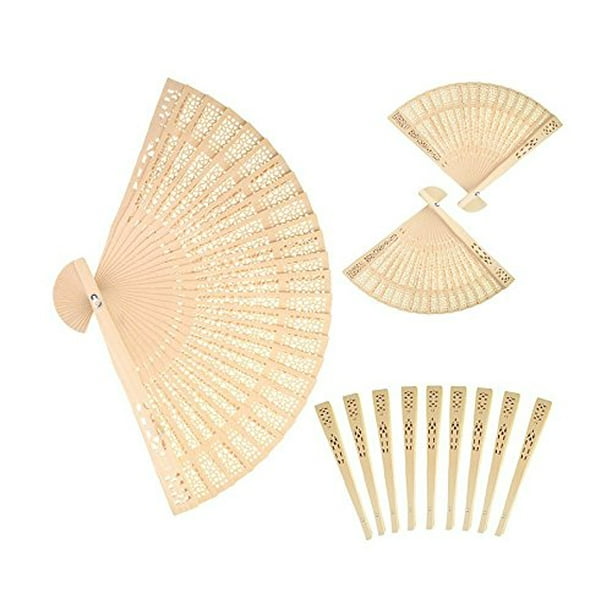 Set de abanicos de madera de sándalo FORSUN para baby shower, regalos de boda, 50 unidades