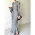 thumbnail image 1 of YUTK Robes Modestes pour Femmes, Robe d'Hiver Douce et Mince pour Femmes à Manches Trompette Plissées et Col Rond Gris TG, 1 of 8