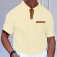 thumbnail image 2 of WREESH Men's Summer Waffle Shirts V-Neck Sports Pullover Short Sleeve Top T-Shirts with Pockets for Convenience and Athletic Khaki, 2 of 6