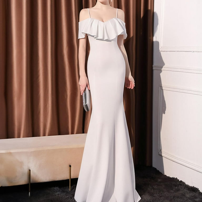 Cavosen One Shoulder Dresses for Women Bodycon Spaghetti Maxi Mermaid Short Sleeve  Evening Gowns Cocktail Elegant Dress - Walmart.com