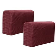ARTEA 2pcs Universal Elastic Sofa Armrest Cover Simple Sofa Side Towels Protective Cloth for Home Office (Claret)
