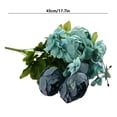 thumbnail image 2 of Green Artificial Flowers, Ongmies Artificial Flower 13 European Style Core Peony Peony Wedding Living Room Home Table Decoration Artificial Flower Flower, Light Blue, 2 of 2