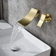 thumbnail image 2 of IVV Waterfall Wall Mounted Bathroom Sink Faucet with Single Handle, 2 Hole Bathroom Sink Brass Faucet in Brushed Gold, 2 of 8