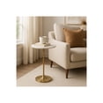thumbnail image 4 of Glam End Table, Side Table, or Small Night Stand for Home Decor - Bold Metal Table with Luxurious Round Marble Top Ideal for Office, Bedroom, or Living Room - Sturdy Table for Small Spaces - 24" Gold, 4 of 16