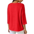 thumbnail image 3 of KyCheLot Women's 3/4 Sleeve Crewneck Sweatshirt Lightweight Waffle-Knit Pullover Solid Color Casual Fall Tops, 3 of 7