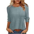 thumbnail image 2 of yoeyez 3/4 Length Sleeve Women Tops Buttons Trim Hollow Out Tunic Breathable Summer Tees Shirts Holiday Beach Outfits Gray,XXL, 2 of 7