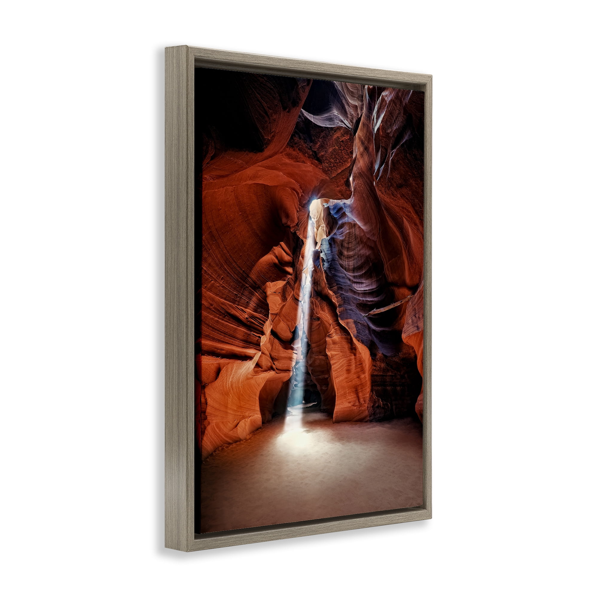 Stupell Industries Looming Cliff Cave Landscape & Nature Photography Brown Floater Framed Canvas Art Print Wall Art, 17 x 25