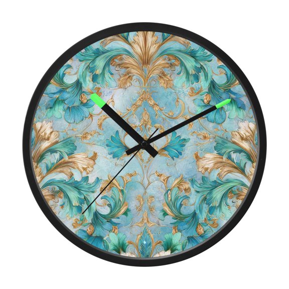 Indoor 12' Voice-Activated Luminous Decoration Wall Clock With LED Night Light Featuring Ornate Floral Motifs