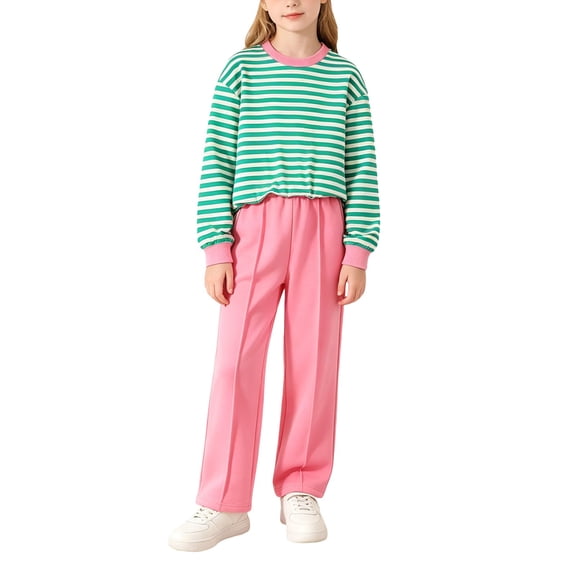 EnJoCho Girls Casual Hoodie Set - Soli𝖽 Color Long Sleeve Fleece Sweatpants Outfit for Little Girls, Cozy Fall Winter School Clothes and Everyday Wear