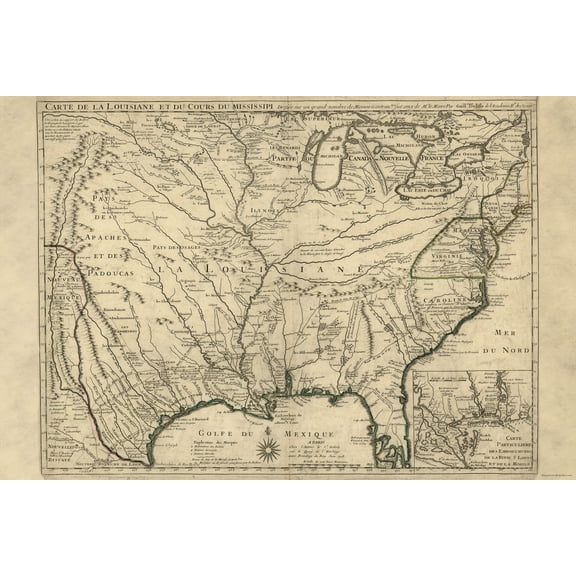 24"x36" Gallery Poster, map of United States of america 1718