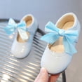 thumbnail image 5 of Toddler Little Girls Flower Dress Shoes Mary Jane Ballet Flats Party School Bowknot Princess Wedding Shoes Light Blue 10.5(21), 5 of 6