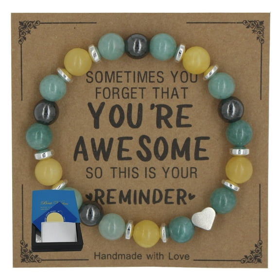 Beaded Bracelets for Women, Unique Birthday Gifts for Friends Female Bestie Sister, Natural Stone Inspirational Stretch Love Healing Crystal Bracelet, Gift for Valentines Day