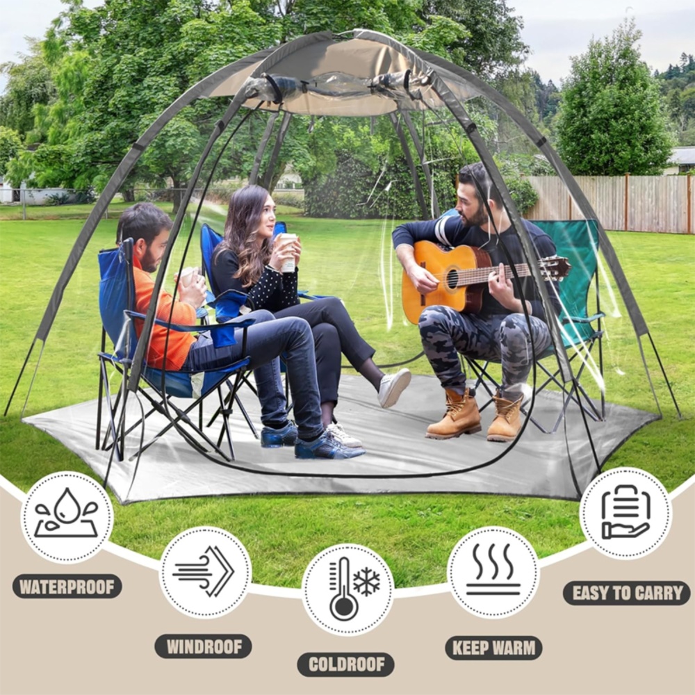 MAXVINI Transparent Sports Tent, Large Instant Waterproof Tent, UVproof Outdoor 360 Full-View for Sports, Outdoor, Backyard, Patios