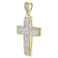 thumbnail image 2 of Domed Diamond Cross Pendant 10K Yellow Gold Mens Round Pave Mini Charm 0.50 Tcw., 2 of 5