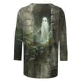thumbnail image 4 of WXLWZYWL Fall Savings Halloween Shirts for Women Funny 3/4 Sleeve Round Neck Tops Casual Blood Ghost Graphic Tees Trendy Workout Fall Tunic Blouse, 4 of 5