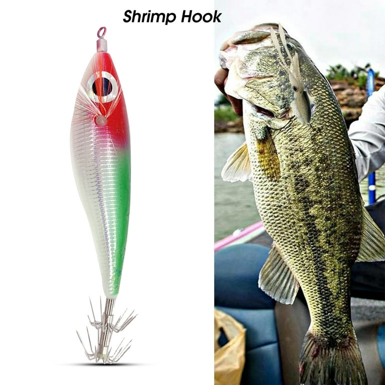 Udiyo 7.5cm/10g Reusable Artificial Bait Shrimp Shape Luminous Eco-Friendly Durable Fake Bait Fishing Supplies, Size: Small, Red